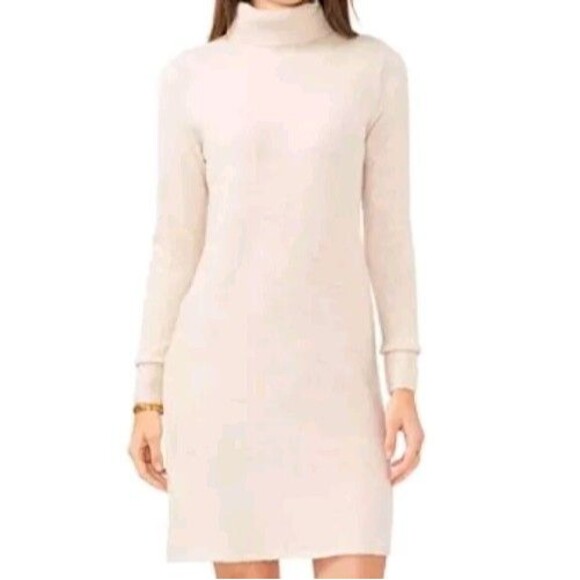 Vince Camuto Dresses & Skirts - Vince Camuto Women L Turtleneck Sweater Dress Long Sleeve Heathered Beige NWT
